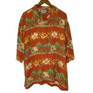 Pusser’s 100% Silk Island Resort Tropical Short Sleeve Button Shirt Size XL Mens